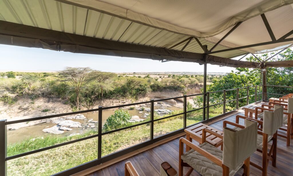 a viewing deck in one of the tents suites for Ilkeliani Camp