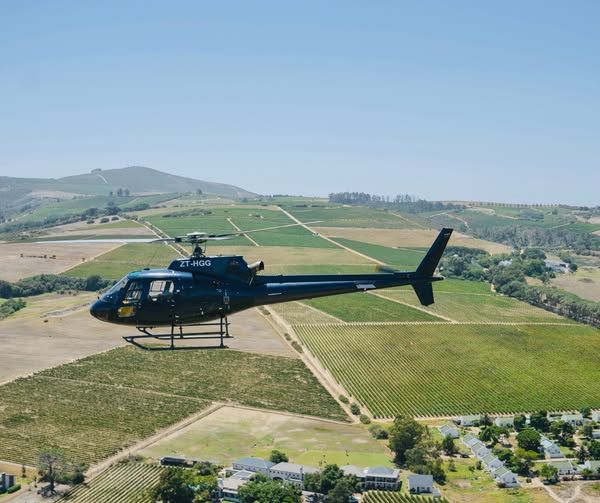 A view of Cape Wine Regiogs from a helicopter