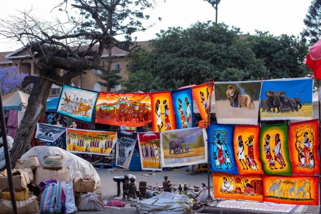 Different products being sold in Masai Market in Nairobi Kenya