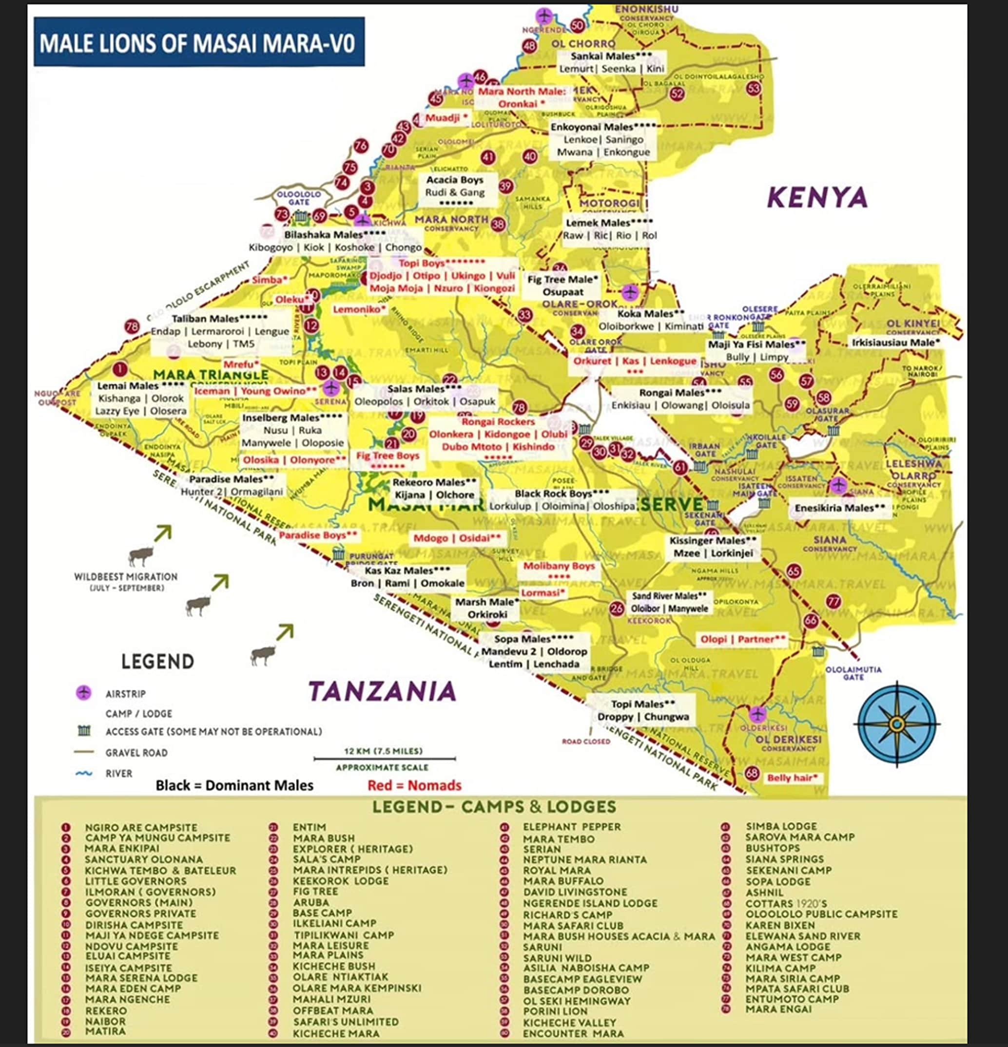 Serengeti Map displaying the main Serengeti national park, other national parks , hotels, camps and lodges