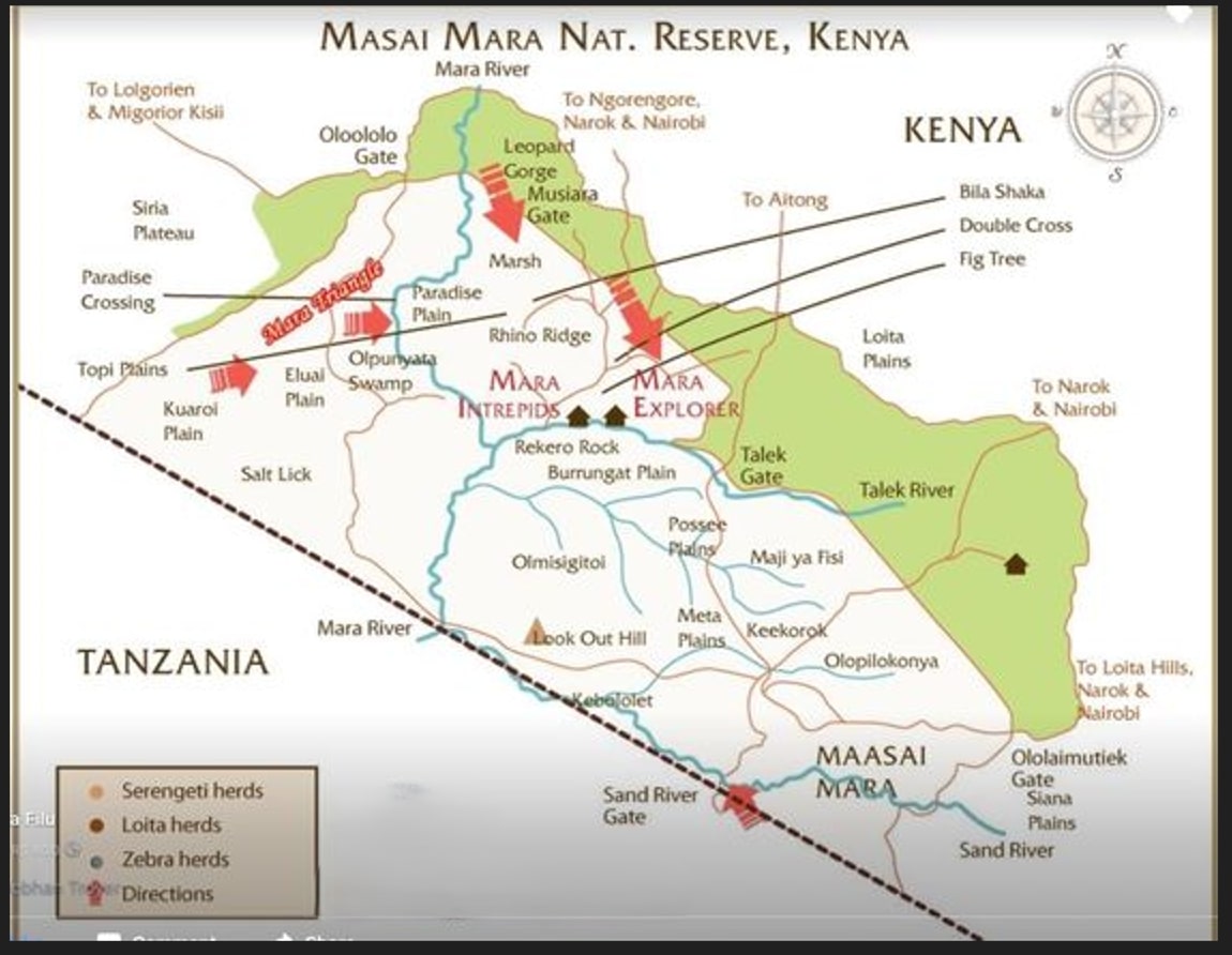 map of masai mara game reserve kenya