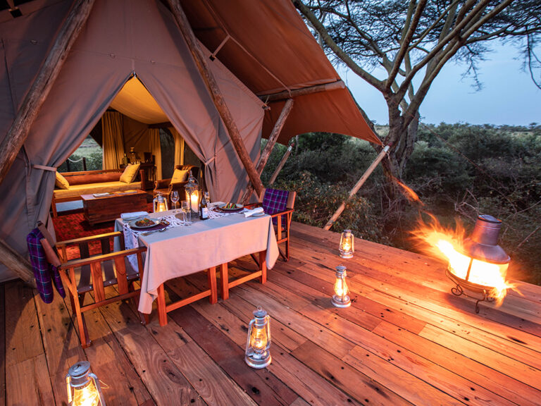 a view of one of the 7 camps of Mara Plains Camp