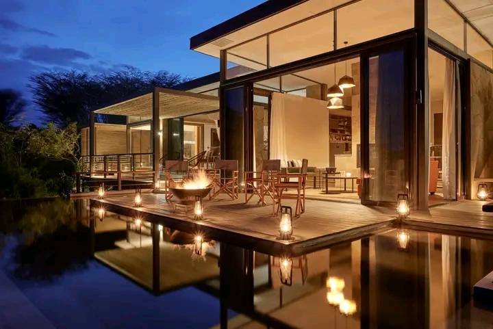 night time view on Sanctuary Olonana Safari Lodge Maasai Mara