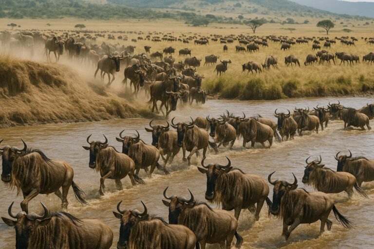 Best Time to visit Masai Mara its during Wildebeest migration
