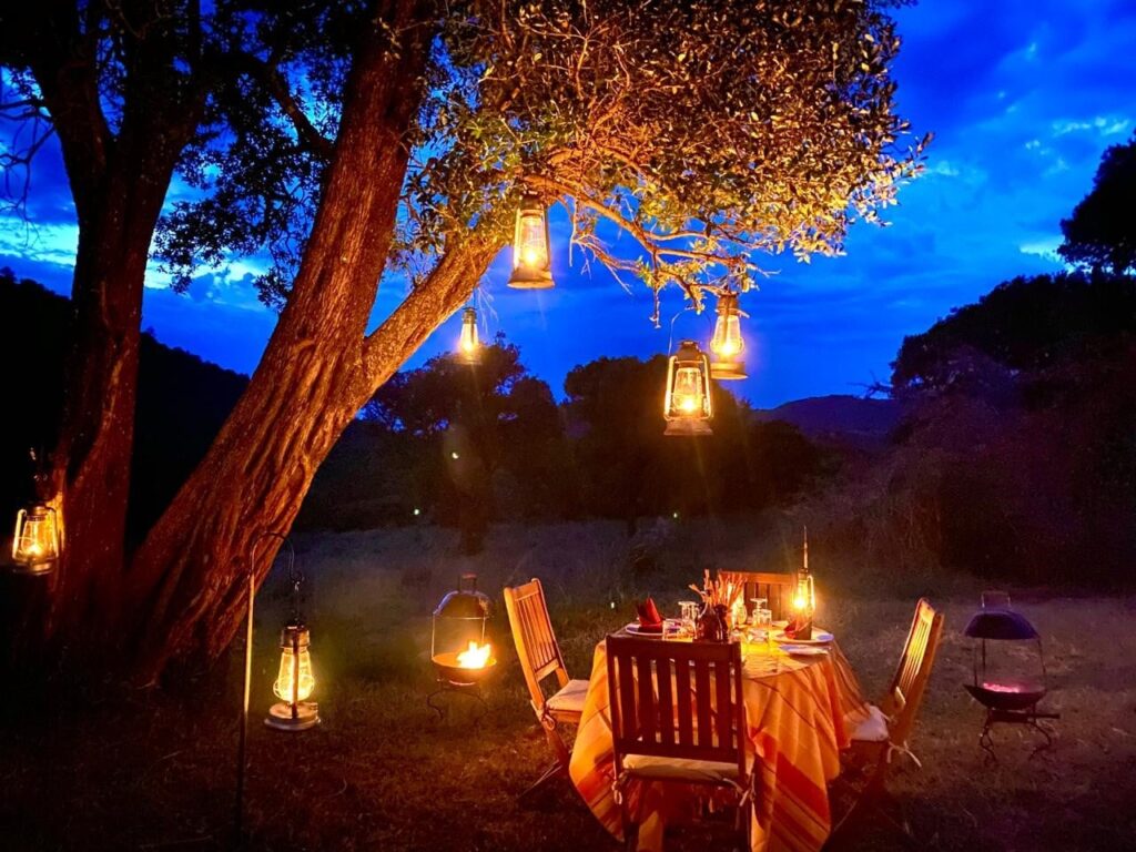 bush dinner under stars at saruni mara lodge