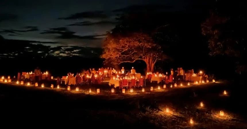 dinner in the wild at AndBeyond Bateleur Camp