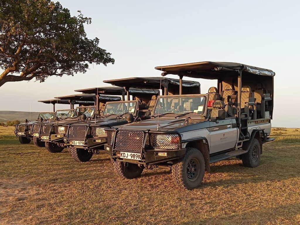 game drive vehicles which are 4 by 4 at JW Marriott Masai Mara Lodge