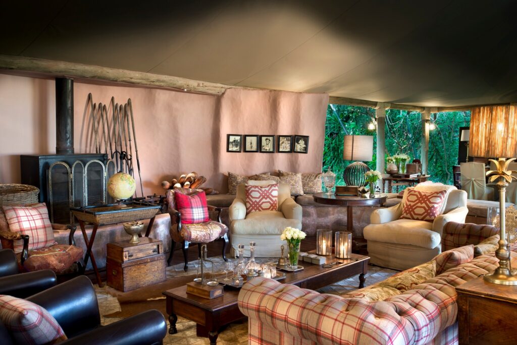 inside a tented suite for AndBeyond Bateleur Camp