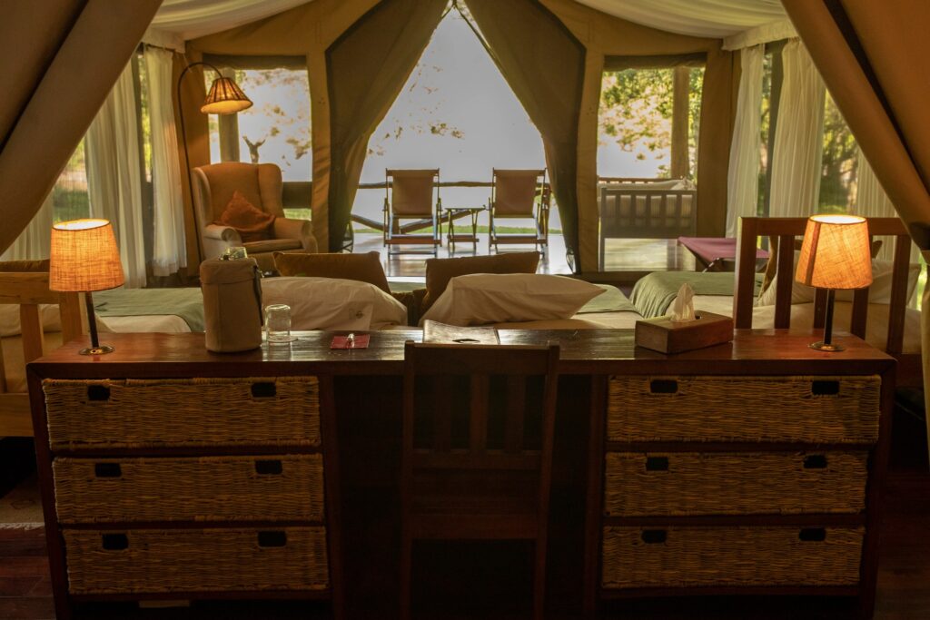 inside the tent in Karen Blixen Luxury Safari Camp Masai Mara