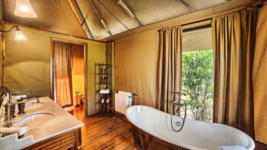 jacuzzi inside a tent for Elewana Sand River camp Masai Mara