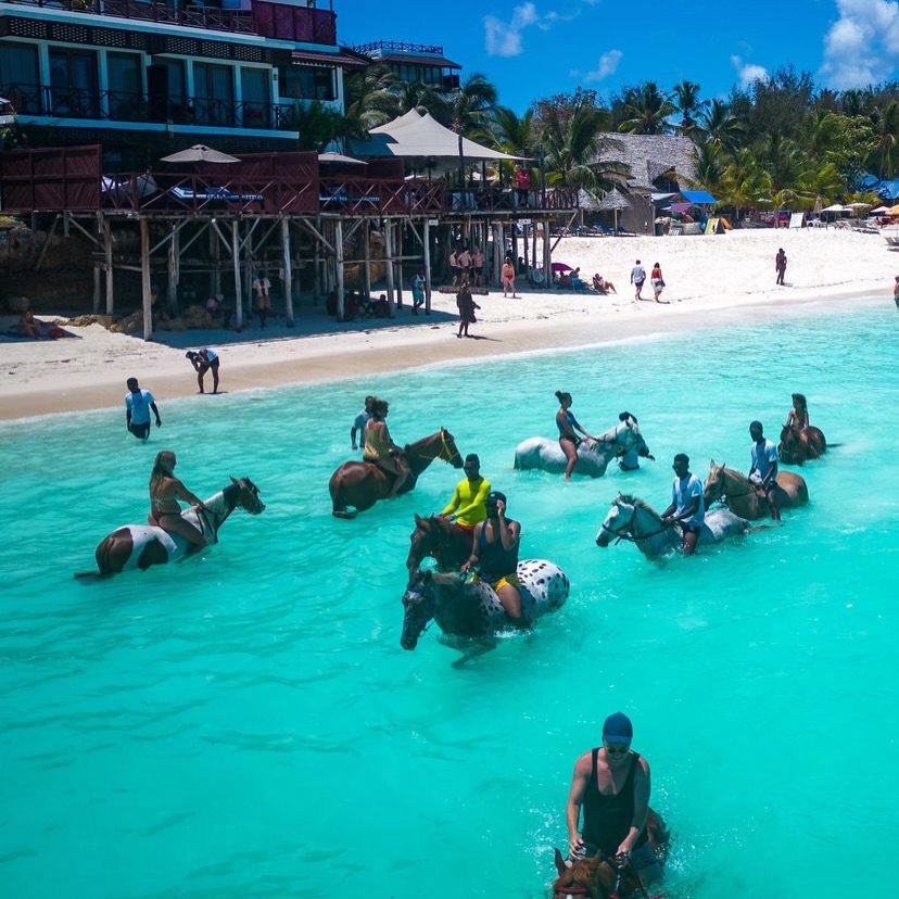 horse riding on water in zanzibar