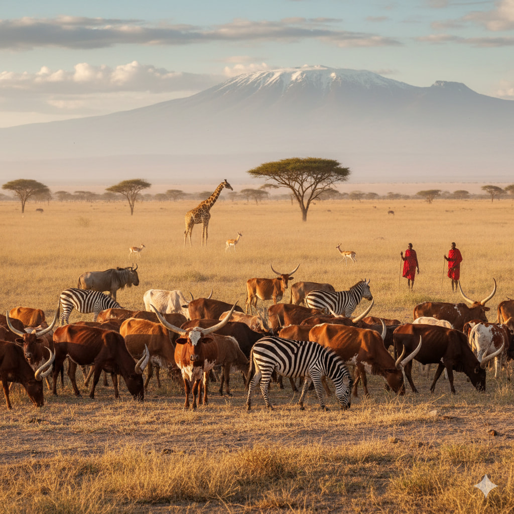 maasai people of kenya and tanzania are the custodians of the savannah wildlife
