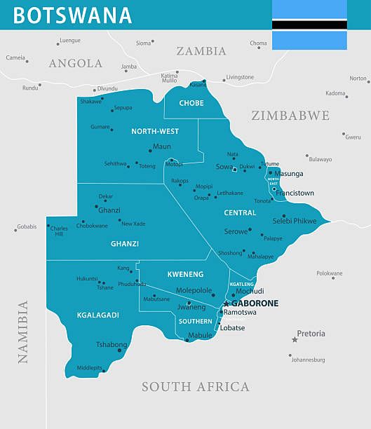 map of Botswana which is a country located in Africa and one of the best african countries to visit