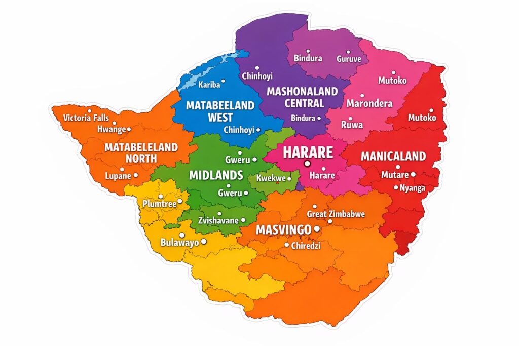 map of zimbabwe