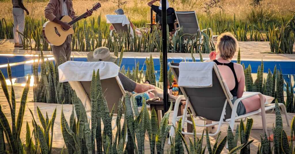 tourists enjoying some music at Zebra Plains Mara Camp